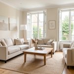 Comment rendre son logement plus attractif quand la vente s’allonge ? Salon lumineux et soigneusement rangé d’une maison française en vente, avec mobilier sobre, parquet clair et grandes fenêtres ouvertes.